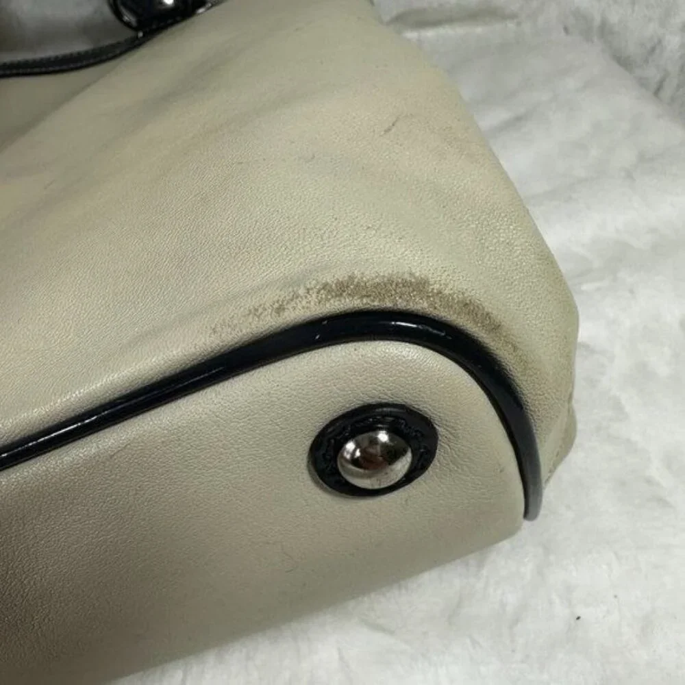 Vintage Coach Laura Leather Spectator Carryall Hand Bag Tote Off White Bone - Picture 13 of 16